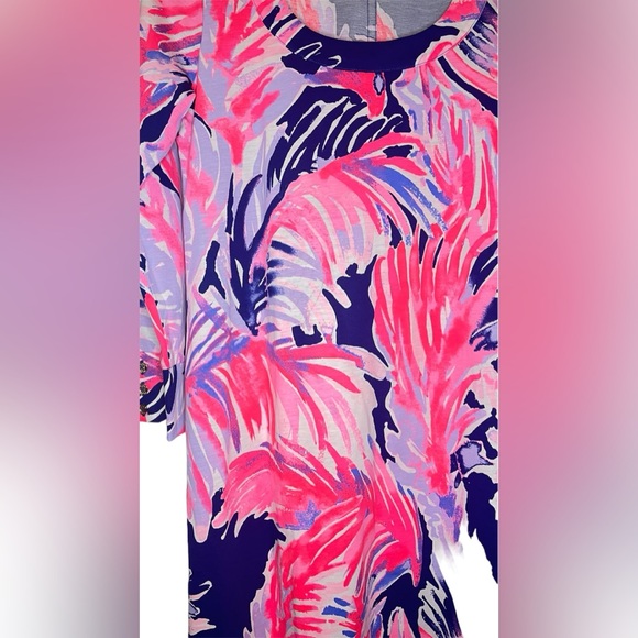 NWOT Lilly Pulitzer Merrit Shirt Dress True Blue Paradise Small Pink/ Navy Blue - Picture 7 of 12